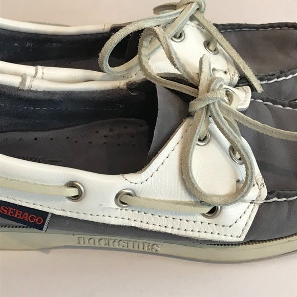 Women's Sebago Boat Shoes Gray/blue/white - Picture 3 of 9